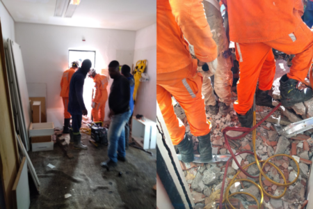 Parte de laje desaba sobre dois operários no bairro da Graça, em Salvador