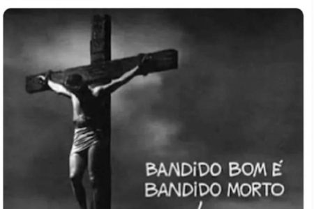 MTST posta imagem de Jesus crucificado com frase “bandido bom é bandido morto”
