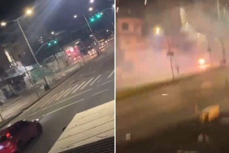 Grupo promove guerra de fogos na Avenida San Martins e assusta moradores