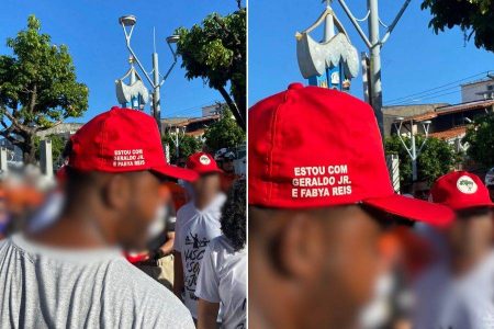 No 2 de Julho, MST distribui bonés em apoio a Geraldo Jr. e Fabya Reis