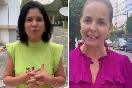 Veteranas da TV Bahia, Andrea Silva e Adriana Oliveira prestam homenagem a cinegrafistas