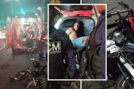 Suspeitos de roubo sofrem acidente de moto na Avenida Suburbana