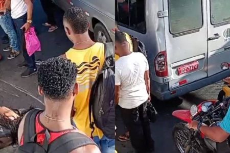 Motociclista se envolve em acidente com ônibus e van na Avenida Suburbana; motorista e carona estavam sem capacete