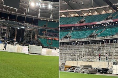 Após show de Caetano e Bethânia, Arena Fonte Nova passa por operação para jogo do Bahia Após show de Caetano e Bethânia, Arena Fonte Nova passa por operação para jogo do Bahia