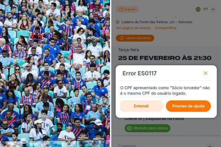 Check-in para Bahia x The Strongest apresenta instabilidades e torcedores reclamam de dificuldades no site