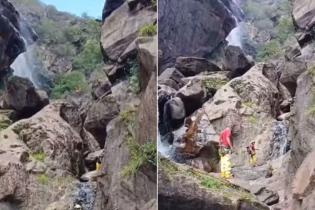 Vídeo: Homem morre após cair de cachoeira de 80 metros na Bahia