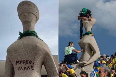 Moraes determina prisão domiciliar para mulher acusada de pichar estátua no STF