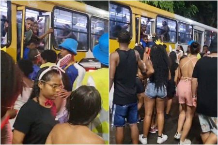 Ônibus gratuito do Carnaval de Salvador é vandalizado por usuários na noite de domingo