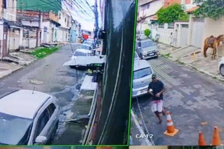 Câmera flagra ação de bandidos roubando celulares em Lauro de Freitas