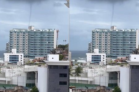 Tromba d’água é registrada em bairro de Salvador e surpreende moradores