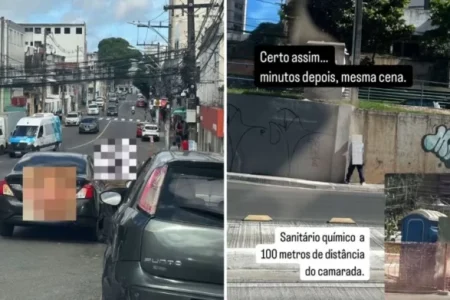 Homens são flagrados urinando na rua em Brotas e Itaigara