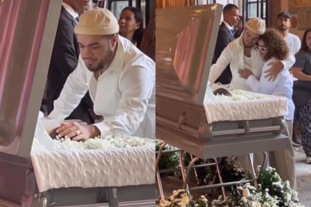 Filho de Preta Gil se despede da mãe durante velório da cantora