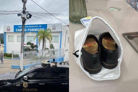 Familiares de Elmar Nascimento são alvos da PF em nova fase da Operação Overclean; imagens mostram sapato recheado de dinheiro