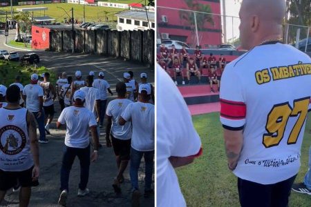Torcida organizada do Vitória vai ao Barradão e cobra jogadores: “Vocês são covardes”