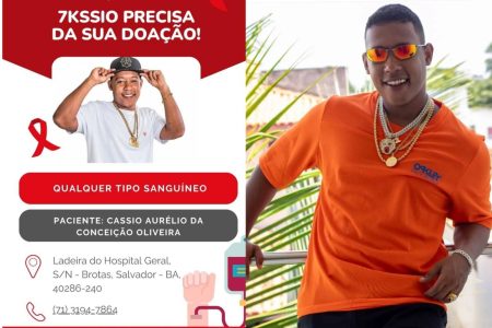 Após grave acidente de moto, família de 7Kssio faz campanha para doação de sangue