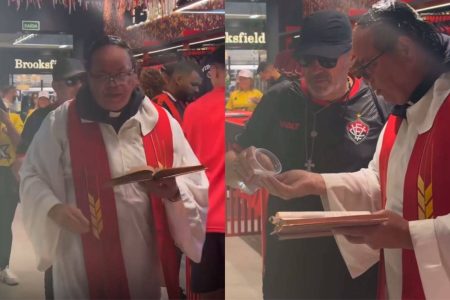 Em má fase, Vitória recebe padre em loja para “benção”