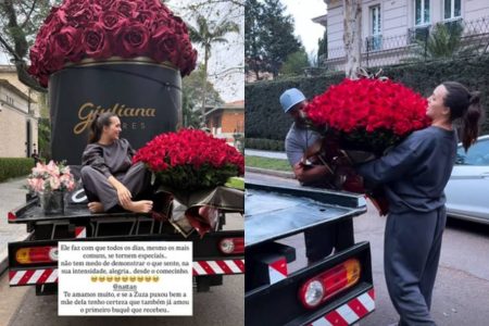 Rafa Kalimann é surpreendida com buquê gigante de Nattanzinho