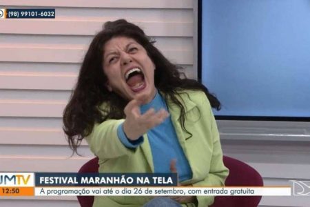 Atriz assusta telespectadores com gritos em entrevista no Maranhão Atriz assusta telespectadores com gritos em entrevista no Maranhão