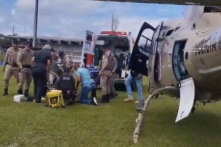 Policial é baleado em operação e resgatado de helicóptero pelo Graer em Simões Filho
