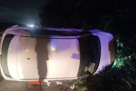 Dois homens são presos após capotar carro roubado durante perseguição na BR-324 Dois homens são presos após capotar carro roubado durante perseguição na BR-324