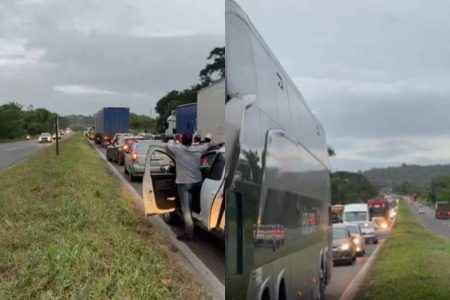 Caminhão tomba na BR-324 e causa congestionamento no sentido Salvador
