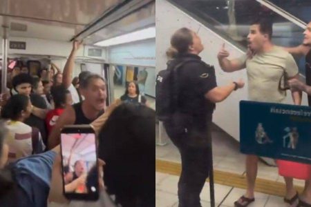Homens fazem confusão ao serem expulsos de vagão exclusivo para mulheres no RJ Homens fazem confusão ao serem expulsos de vagão exclusivo para mulheres no RJ