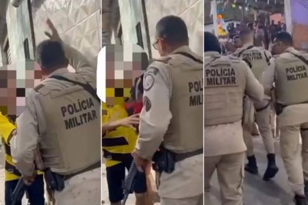 Policial é flagrado agredindo mulher durante festa do Dia das Crianças em Pirajá Policial é flagrado agredindo mulher durante festa do Dia das Crianças em Pirajá