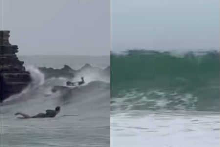 Frente fria provoca formação de ondas no Porto da Barra e surpreende surfistas em Salvador Frente fria provoca formação de ondas no Porto da Barra e surpreende surfistas em Salvador