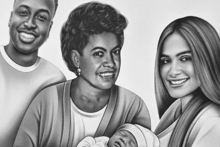 Thiaguinho se emociona com desenho que o retrata ao lado da avó falecida