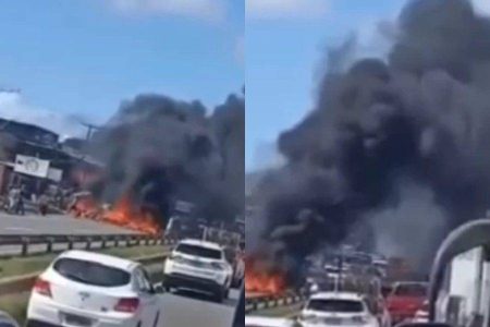 Manifestantes incendeiam pneus e interrompem tráfego nos dois sentidos da BA-099 em Abrantes