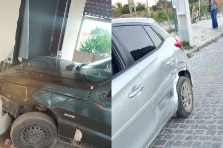 Idoso passa mal ao volante e colide com outro carro e uma casa na Bahia