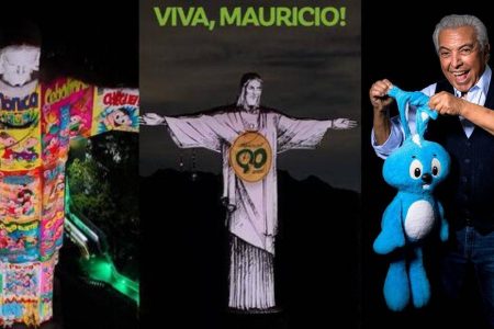 Cristo Redentor é iluminado com projeções da Turma da Mônica em homenagem aos 90 anos de Mauricio de Sousa