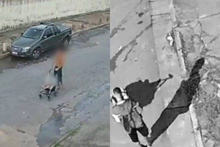 Homem abandona bebê de seis meses na rua em Minas Gerais e é flagrado por câmera