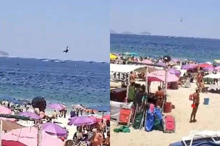 Aeronave ultraleve cai no mar em Copacabana, no Rio de Janeiro