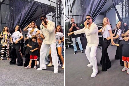 Parangolé comanda show na confraternização do SBT e família Abravanel cai no pagode