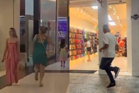 Bolsonaristas protestam contra campanha da Havaianas pulando de um pé só em frente á loja