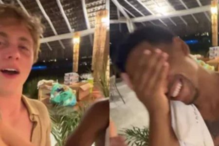 Vídeo: Benício Huck entra na brincadeira e se oferece para “reformar” casa da mãe de amigo de Vini Jr. em Trancoso