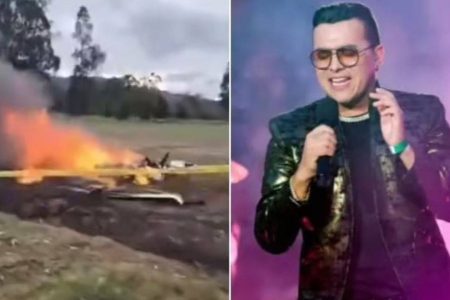 Cantor colombiano morre em queda de avião que deixa seis mortos