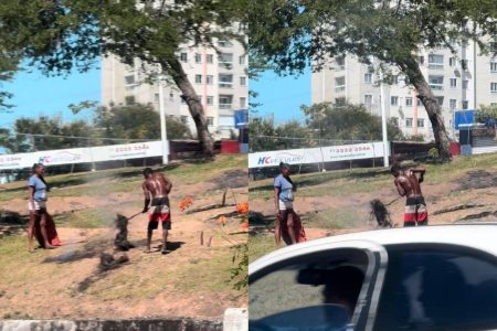 Dupla é flagrada queimando fios de cobre na Avenida ACM