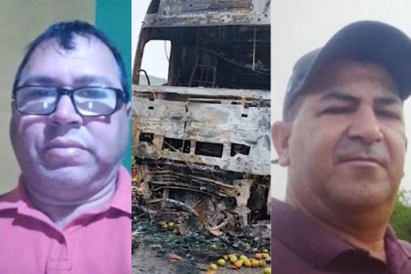 Primos morrem carbonizados após batida entre van e caminhão na BA-262, em Anagé