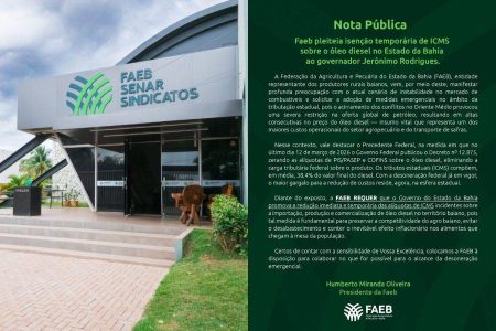 FAEB solicita ao governo da Bahia redução emergencial do ICMS sobre o diesel
