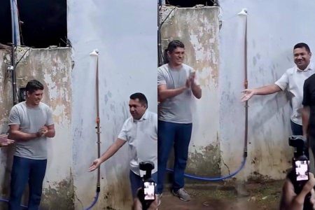 Inauguração de chuveiro público em cidade do Ceará gera polêmica nas redes sociais