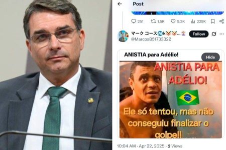 Flávio registra BO após ameaça nas redes sociais de “fã” do autor da facada contra Bolsonaro