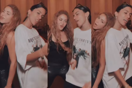 Anitta e Shakira dançam juntas no Copacabana Palace antes de show no Rio