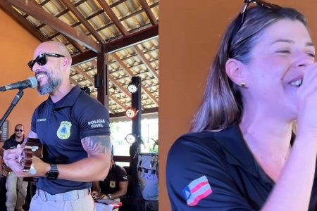 Banda de policiais civis da Bahia estreia em Porto Seguro e vídeo da apresentação viraliza nas redes sociais