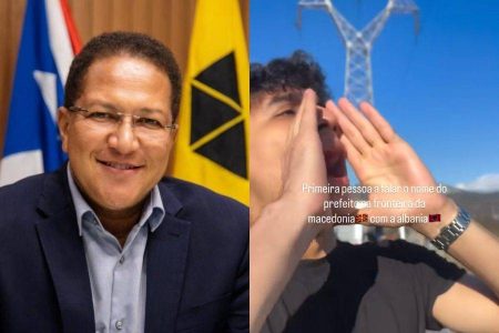 Influenciador baiano grita nome do prefeito de Itabuna em fronteira na Europa e viraliza