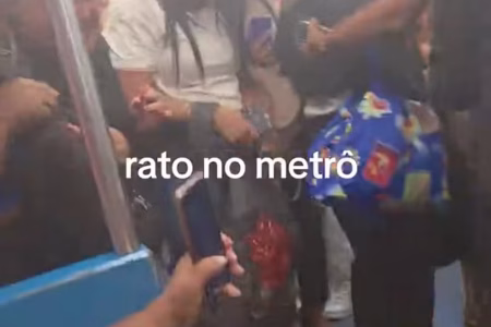 Rato em vagão feminino do metrô, provoca correria e vídeo viraliza: “Pobre não tem paz”