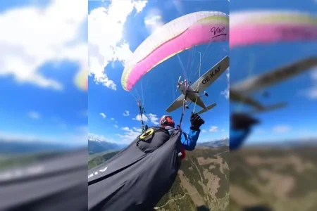 Parapentista é atingida por avião durante voo