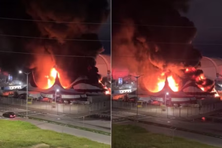 Vídeo: Incêndio atinge estrutura do Circo do Tirullipa em Natal