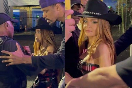 Maiara é impedida por segurança ao tentar cumprimentar fãs durante show em Itabuna